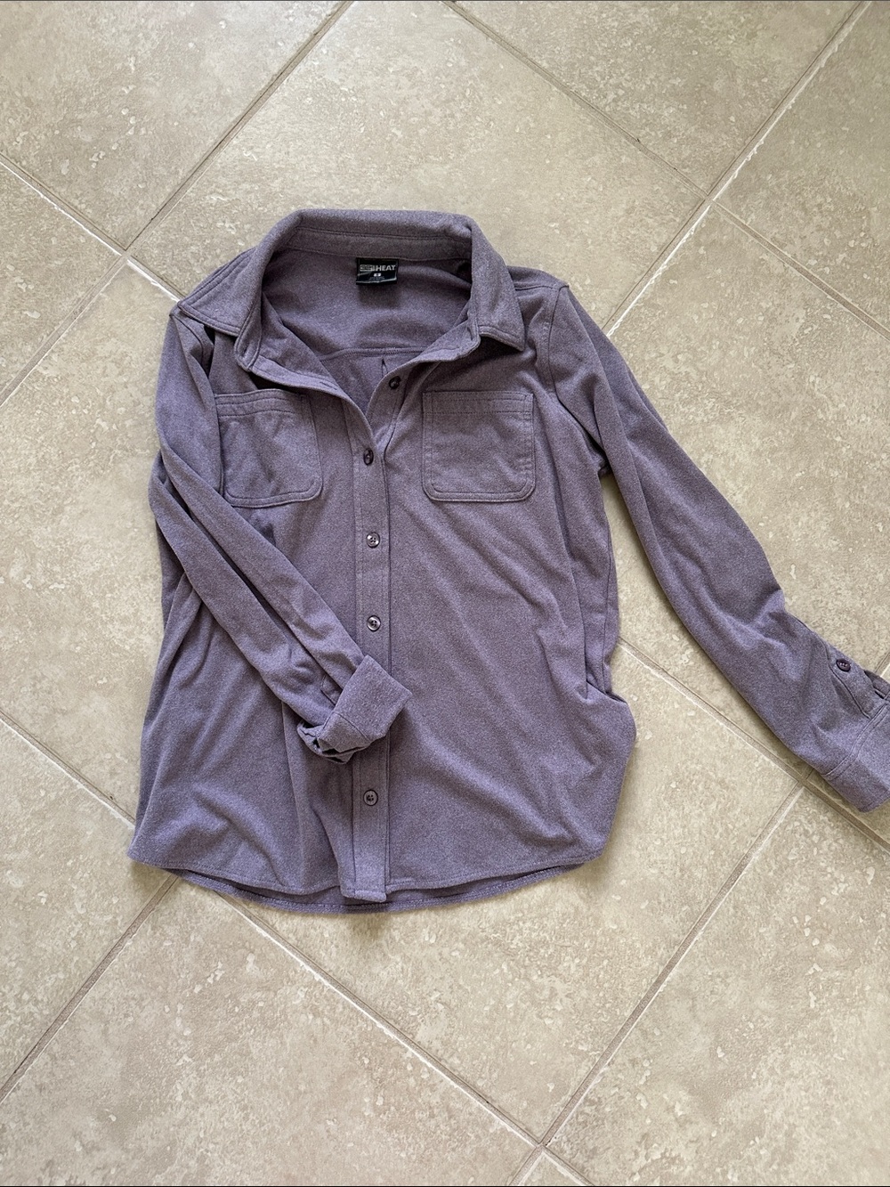 32 Degrees Womens Casual Button-Down Shirt in Dusty Purple
